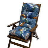 Indoor/Outdoor Rocking Chair Cushion Water Resistant Outdoor Seat Pad with Ties Blue Leaf