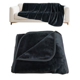 Water-Resistant Blanket Reversible Soft Flannel Blanket for Bed Sofa Camping Black