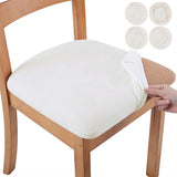 4 PCS Stretch Removable Dining Chair Seat Cushion Slipcovers for Decor Beige