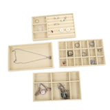 4pcs Stackable Jewelry Organizer Boxes Set for Earrings Rings Necklaces Bracelets Beige