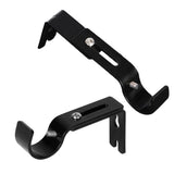 2PCS Adjustable Curtain Rod Brackets – Wall Mount Holders for Drapes Black