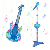 2 in 1 Guitar Microphone Toy with Color Lights for Ages 4 Plus Blue