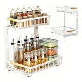 2 Tier Under Sink Organizer Slide out Pull out Cabinet Organizer Shelf for Kitchen Closet Organization White