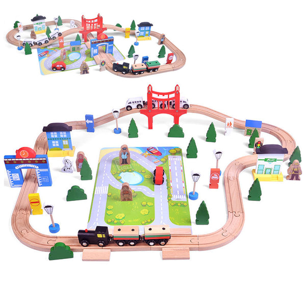 Wooden Train Set with Tracks – Expandable and Changeable for Girls and Boys 6 Years Old Style 2