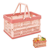 Collapsible Shopping Basket with Handles for Camping Shopping Pink