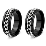 Fidget Spinner Ring for Anxiety Relief Stainless Steel for Adults & Teens Black and Silver