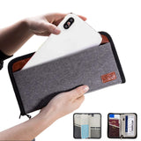 RFID Blocking Passport ID Card Holder Zipper Travel Wallet Grey