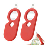 2 Pcs 5 in 1 Jar Bottle Can Opener Easy Attach Storage Red