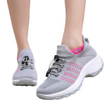 Lightweight Stretch Mesh Walking Shoes Slip On for Men and Women Grey Pink