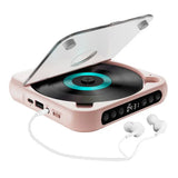 Portable Bluetooth CD Player Wireless or Wired Music Player for Travel Home Office Pink