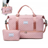 2Pcs Travel Weekender Bags Duffle Bag for Women with Shoe Compartment Pink
