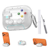Case Cover for AirPods 4 Case Cover with Pressable Button Safety Lock & Phone Stand Clear White