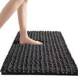 Chenille Bathroom Rug Mat with Non Slip Rubber Backing for Home Decor Grey