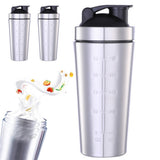 2PCS 750ml Protein Shaker Bottle with Mixing Ball Stainless Steel Shake Cup Gym Workout Drink Mixer