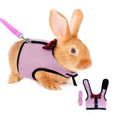 Rabbit Vest Harness Leash Lead Small Animal Pet Mesh Hamster Bunny Traction Rope Pink