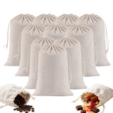 10 PCS Cotton Linen Drawstring Storage and Gift Bags in 2 Sizes