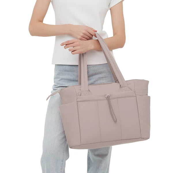 Women’s Handheld Tote Bag – With Cup Holder Compartment and Luggage Sleeve for Travel & Work Camel