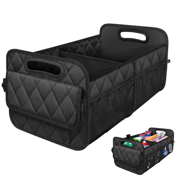 55L Foldable Car Trunk Organzier 6-Pocket Storage Box for Home Car Office Black