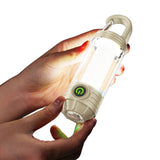 LED Camping Keychain Light – Mini Lantern with Hook for Outdoor Use Khaki