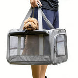 Washable Pet Carrier for Large Cats and Dogs Travel Gray