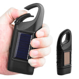 Hand Crank Solar Powered Emergency LED Flashlight – Rechargeable Light Black
