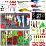 Bass Trout Salmon Fishing Lures Kit – Baits & Tackle Fishing Accessories Set Black