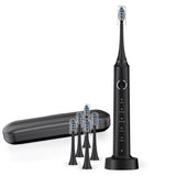 5-Mode Electric Toothbrush with Timer Travel Sonic Toothbrush with 6 Replacement Heads Black