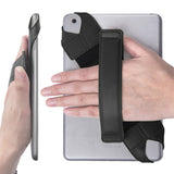 360 Degree Rotating Tablet Holder Stand with PU Leather Hand Strap Black
