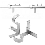 2Pcs Bracket Hang Curtain Rod Holders Single Hook Tap Right Into Window Frame Rod Silver