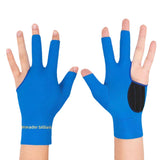 1 Pair Three Fingers Billiard Gloves For  Snooker Cue Blue