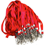 50PCS ID Badge Lanyards Polyester Flat with 360 Swivel Hooks Red
