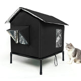 Cat House for Outside Winter Insulated Cat Shelter for Small to Medium Cats Black