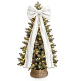 Velvet Christmas Tree Bow Oversized 40x230cm Long Streamers White