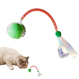 Interactive Cat Toy Moving Cat Ball with Dragonfly Tail Indoor Auto-Turn Cat Toy Green