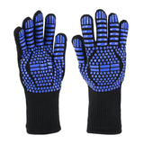 Double Sided Silicone BBQ Gloves Heat Resistant Non Slip Oven Mitts Blue