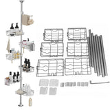 6 Tier Shower  Organizer Tension Pole Rustproof  for Bathroom Organizers and Storage Silver