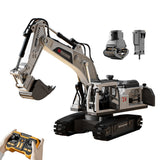 2.4G Remote Control Excavator 3 in 1 RC Digger with 3 Heads Gray White
