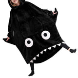 Shark Hoodie Blanket Cartoon Sleeping Wearable Adult Throw Blanket Black