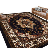 Washable Vintage Boho Rug No Slip Area Rugs Living Room Rug for Bedroom Dining Room Black Brown
