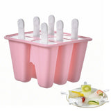 6-Cavity Ice Cream Popsicle Molds Ice Lolly Mold with Sticks Pink