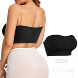 Bras for Women Non-Slip Seamless Padded with Removable Shoulder Straps Black