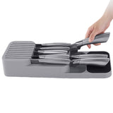 Storage Rack Knife Block Organizer Kitchen Cabinet Knives Drawer Holder Tray Gray