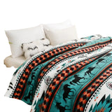 Aztec Geometry Travel  Throw Blanket Couch Bed Blanket Green
