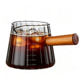 180ml Ribbed Glass Measuring Cup with Engineered Wood Handle Black