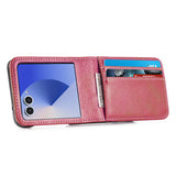 PU Wallet Card Holder Case Compatible With Samsung Galaxy Z Flip 6 7 8 with Stand Red