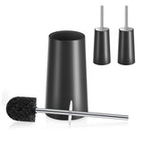 2 PCS Toilet Brush Set with 304 Stainless Steel Handle and Holder Black