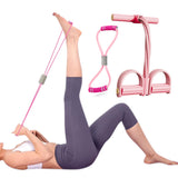 Resistance Bands-6 Tube Pedal Ankle Puller for Strength Training Home Gym Exercise Equipment Pink