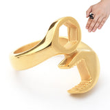 Stainless Steel Industrial Punk Ring Wrench Shape for Men and Women Gold