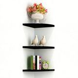 No-Drill Floating Corner Shelf Set for Wall Storage Black