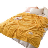 Solid Soft Stripe Pattern Throw Blanket Nap Blanket Sofa Bedding Blanket for All Season Yellow